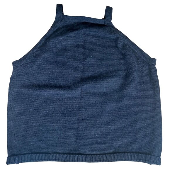 525 Knitted Halter Top Cotton Black Cropped Women's Size M - Picture 1 of 4